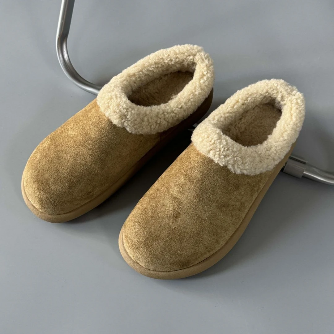 潮款雪地靴男女低帮冬季加绒棉鞋通勤套脚圆头懒人小土豆勃肯鞋