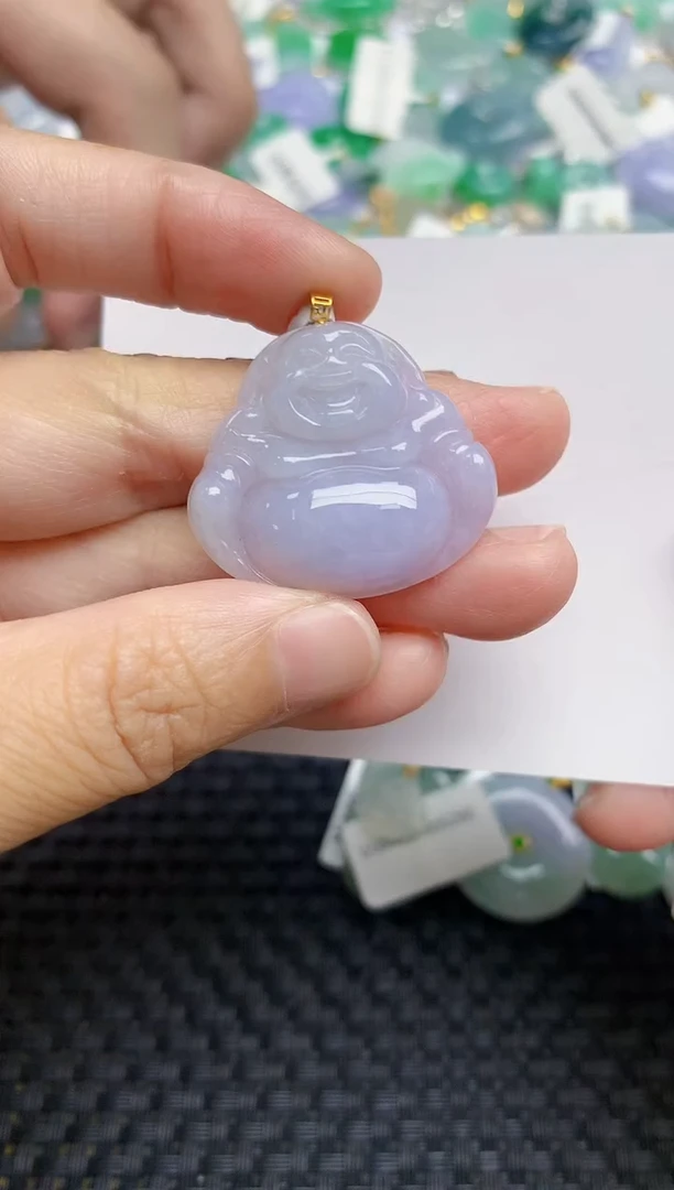 颈饰18K金镶嵌翡翠天然缅甸A货翡翠百元以上9元证书费自理