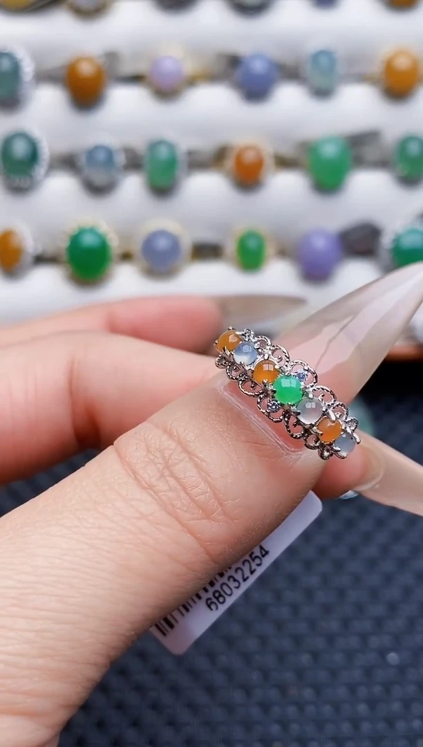 银S925镶嵌戒指翡翠0723