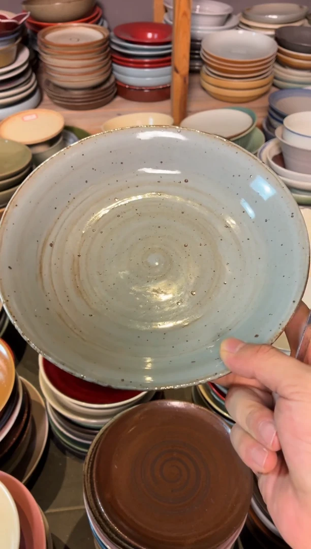 瓷片山***?225 蓝麻点锅盘1个