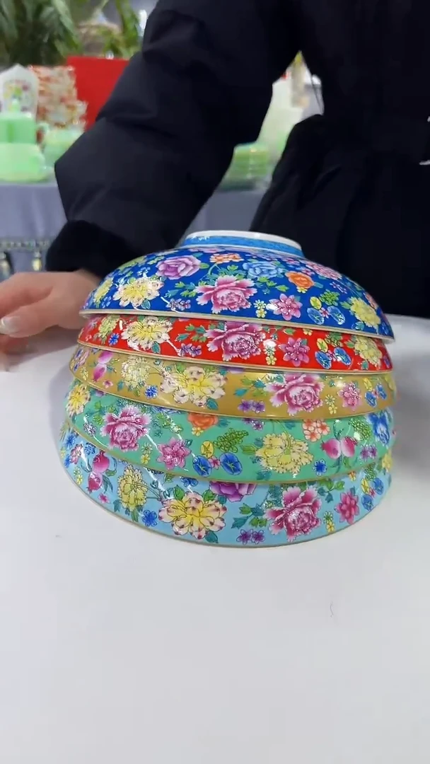 【闪购商品】瓷片8英寸元宝盘5个景德镇陶瓷 五色