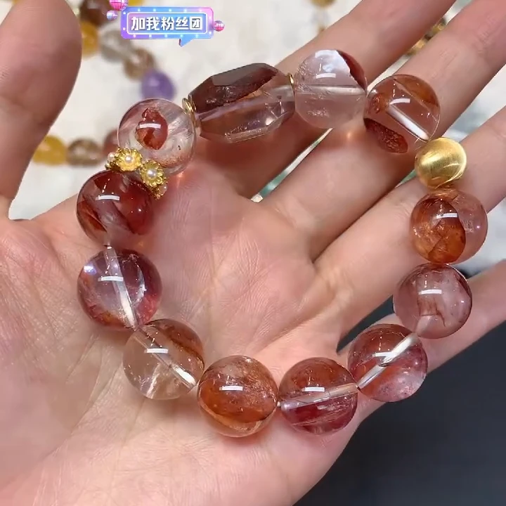 【红胶花】水晶手串-约卡15mm-JL1074-BK|BSJ3