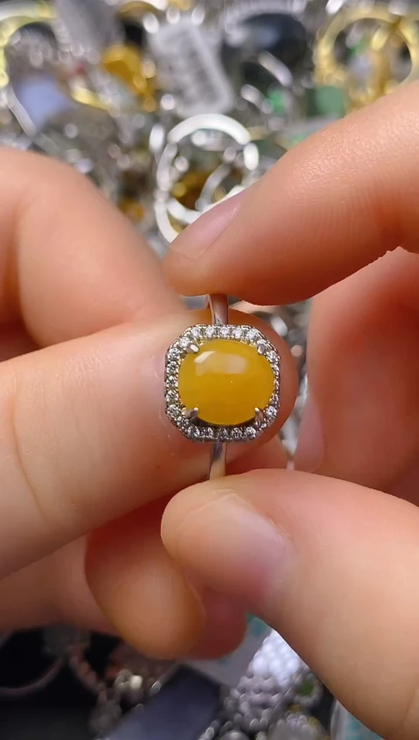 银S925镶嵌戒指翡翠百内无证书