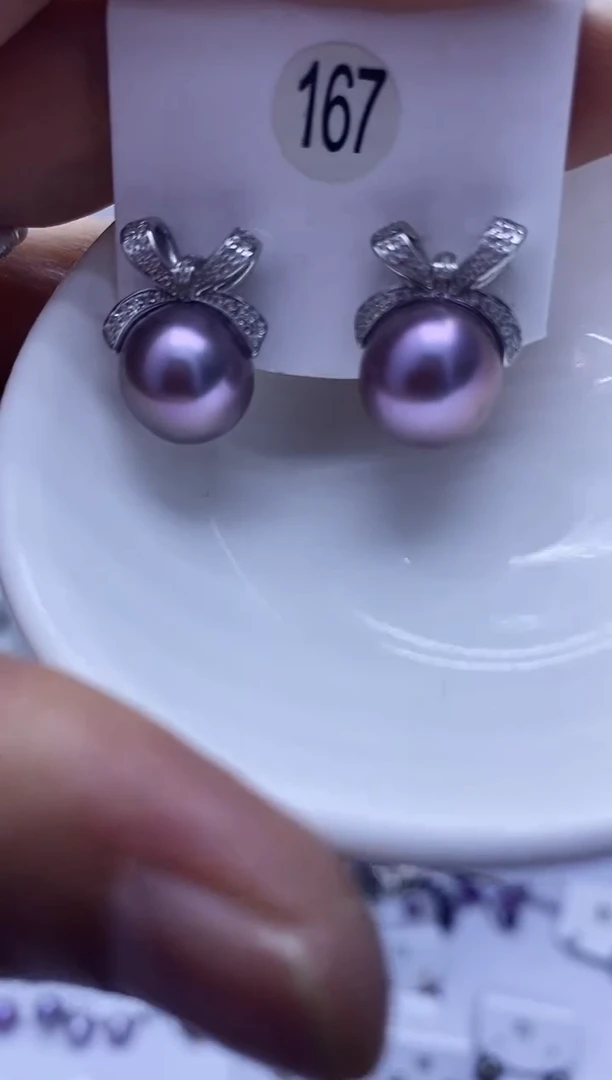 银S925镶嵌耳饰淡水珍珠167