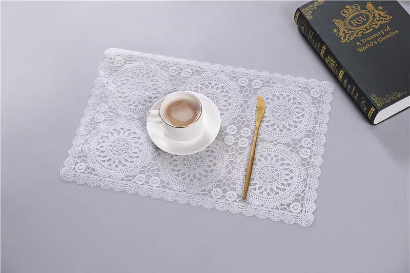 koxmak home  推荐欧式西餐垫蕾丝PVC托盘垫碗垫拍一发四