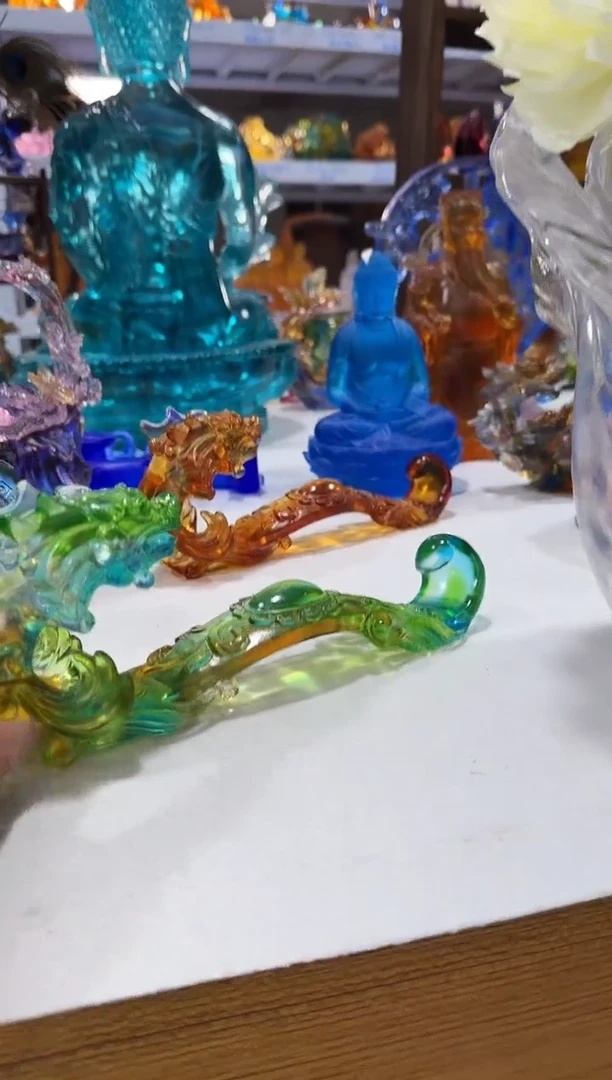 琉璃手工艺品玉龙如意 微瑕·不退不换·介意勿拍