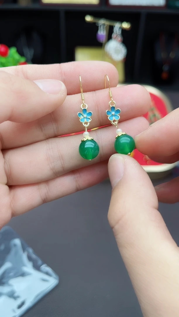 【闪购商品】玛瑙/玉髓耳钉银S925镶嵌527000
