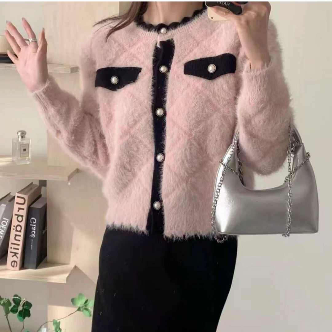 【依·恋】3837# 衣长52 秋冬新款水貂毛绒小香风长袖外套女