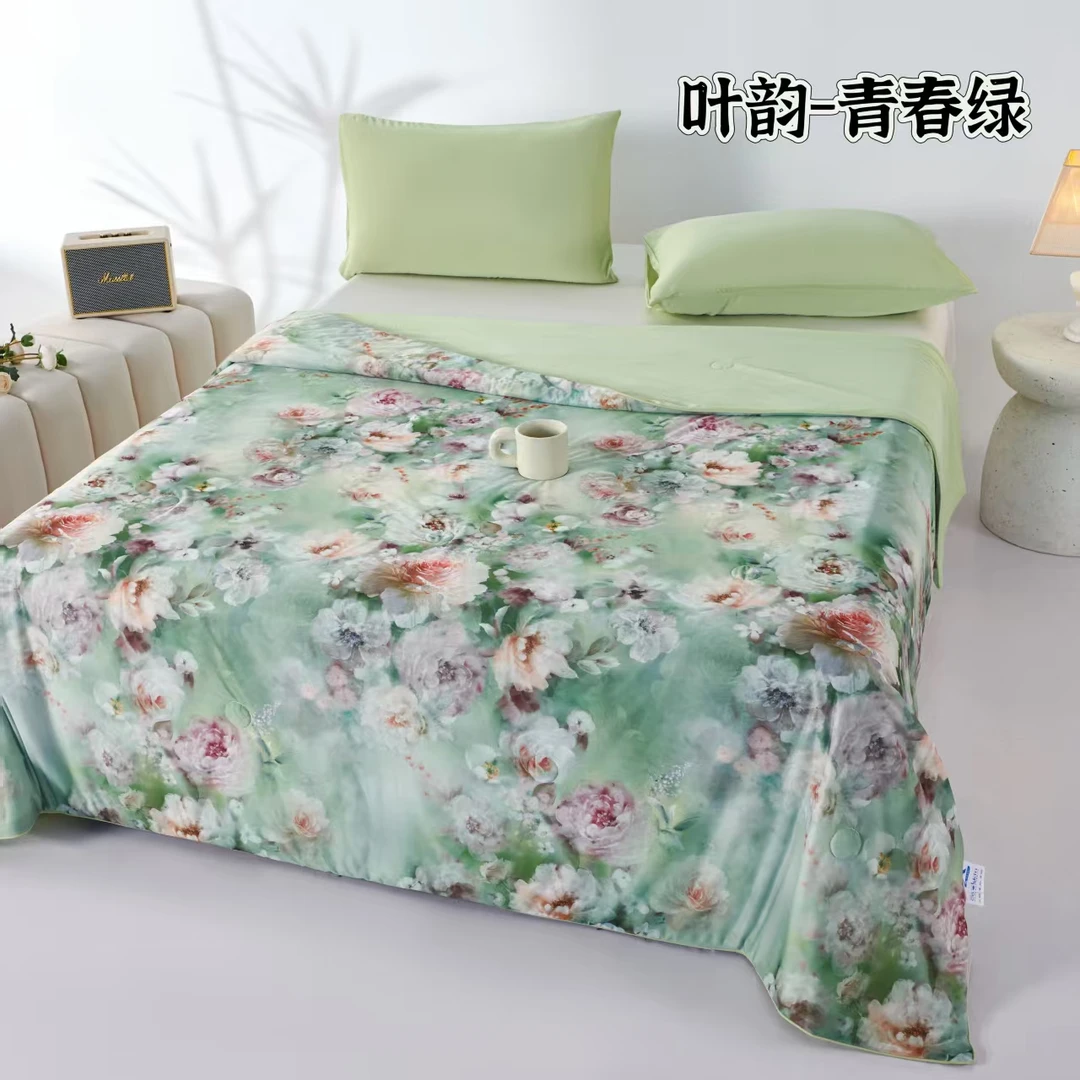 【宠粉福利】DJ数码印花凉感丝夏被系列-叶韵青春绿