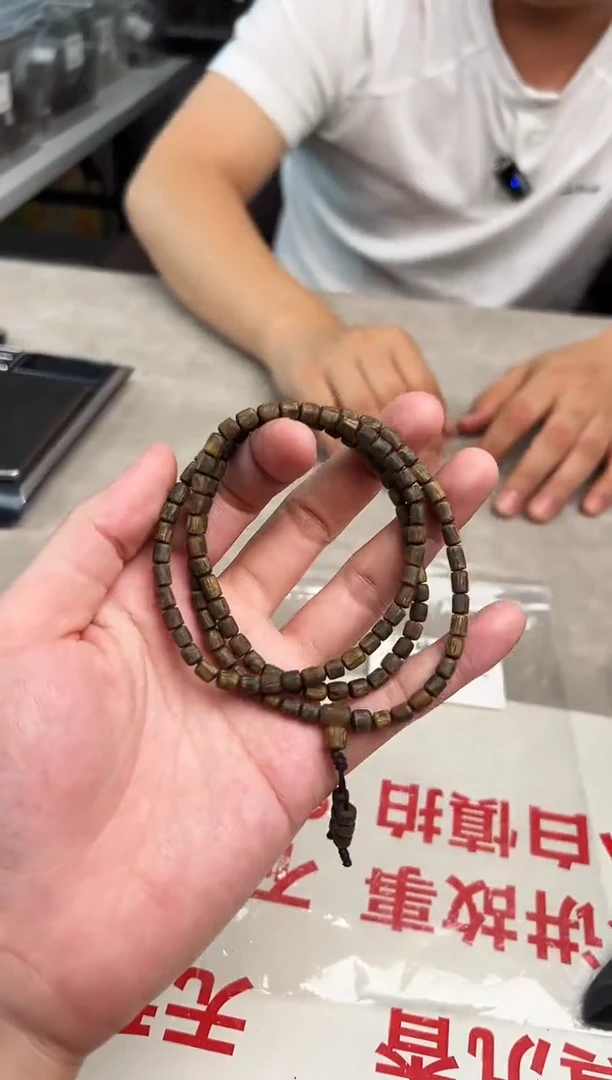 沉香手串绿棋楠鼓珠长串4mm/10克 多样性发其一