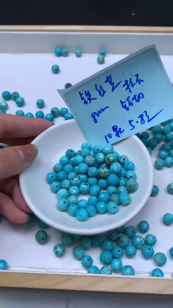 未镶嵌玛瑙手饰D890 铁丝蓝绿 淞菱形切面8mm10个5.8元