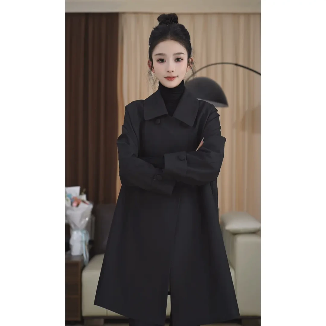 【月月】休闲春季新款娃娃领风衣减龄宽松时尚高级外套女2238