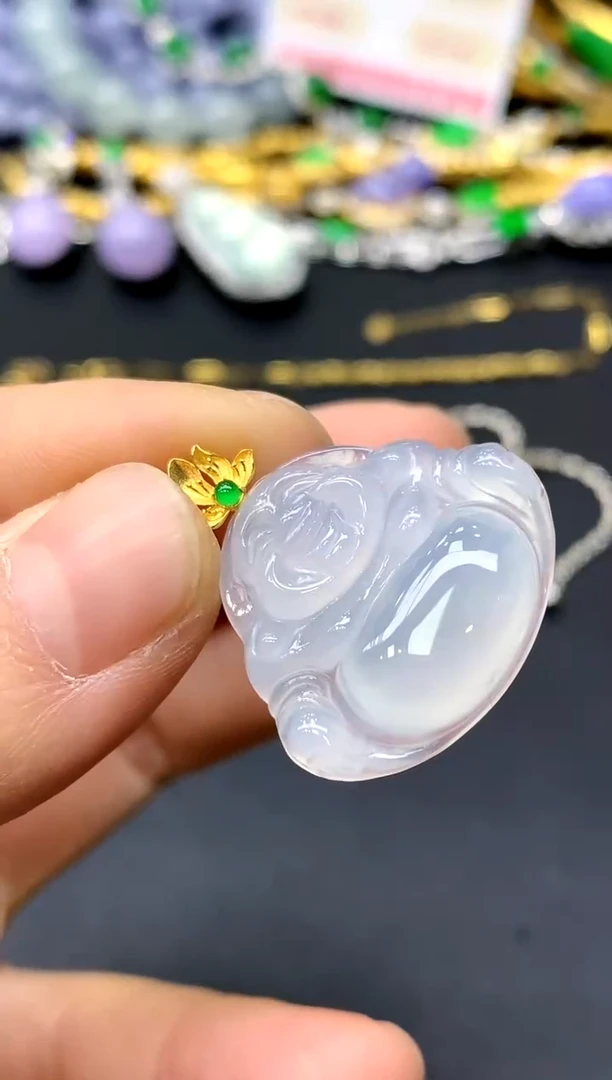 颈饰18K金镶嵌翡翠99-中国好珍宝