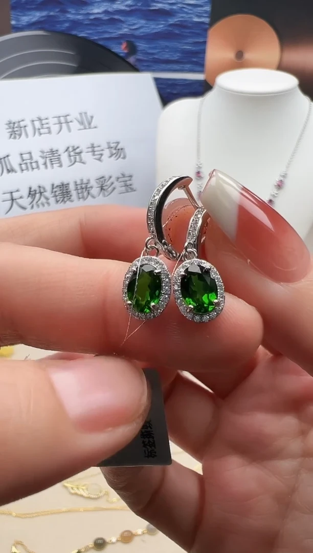 银S925镶嵌锂辉石耳钉26