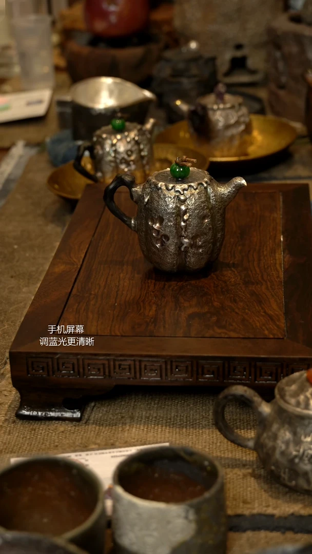纯手工一张大银壶999泡茶壶 100cc