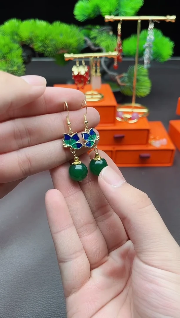 玛瑙/玉髓耳饰银S925镶嵌337