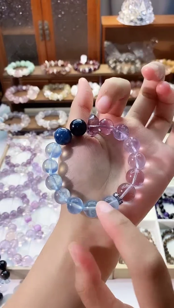【闪购商品】水晶手串未镶嵌海蓝宝搭紫水
