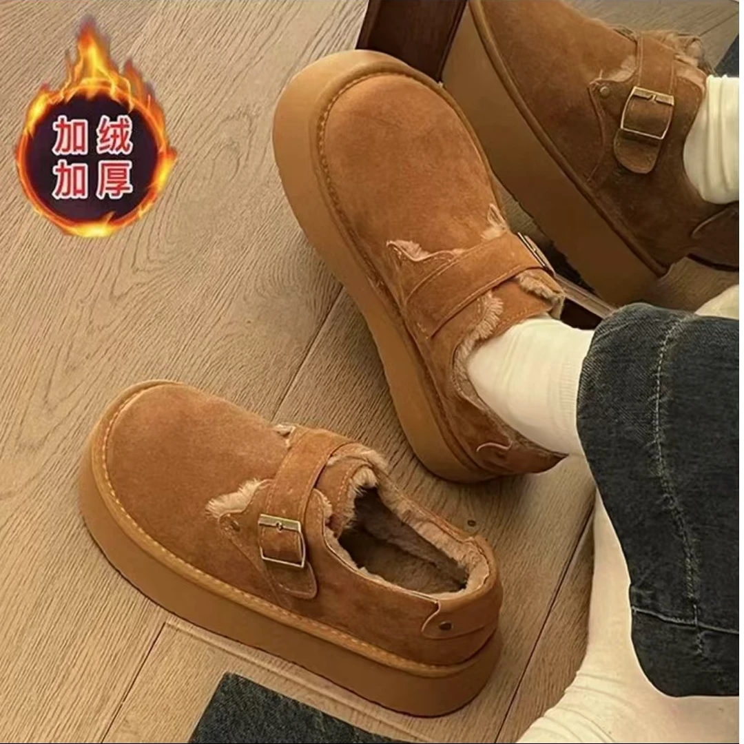 时尚百搭厚底一脚蹬加绒女款勃肯鞋