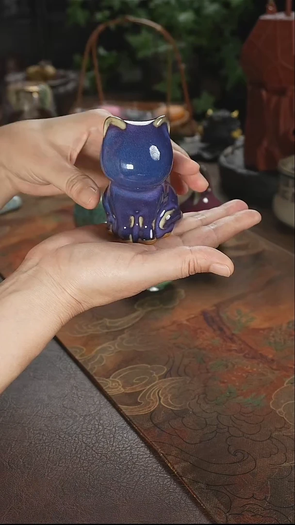 钧瓷猫咪（乖巧坐）