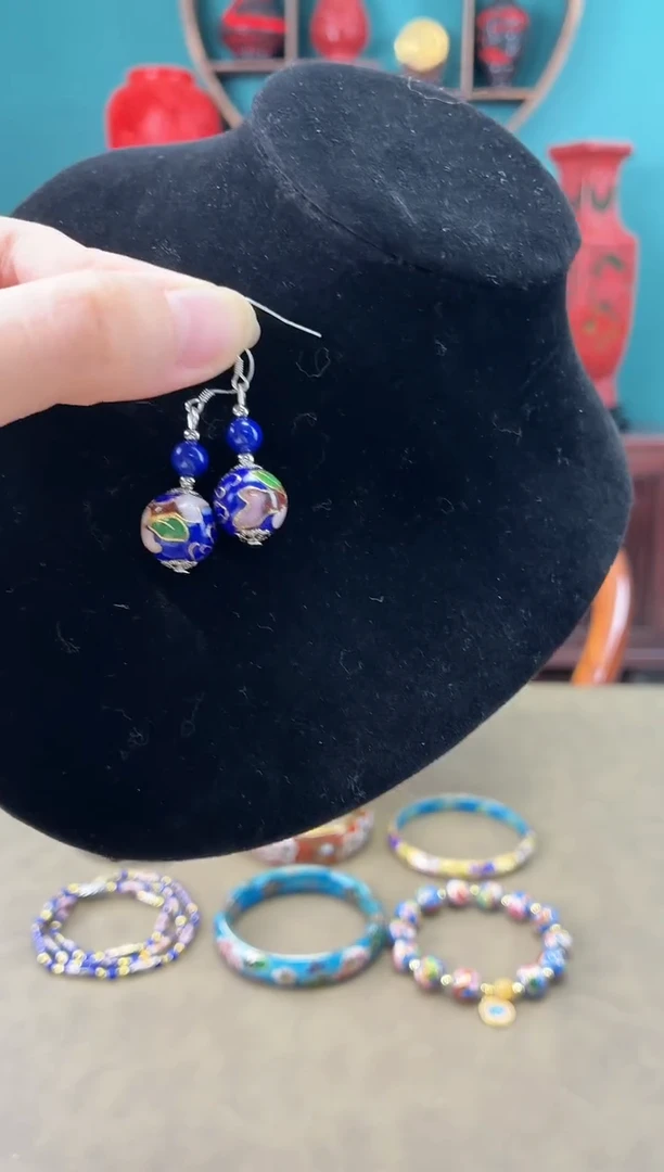 非遗 景泰蓝耳饰 1.2 宝蓝