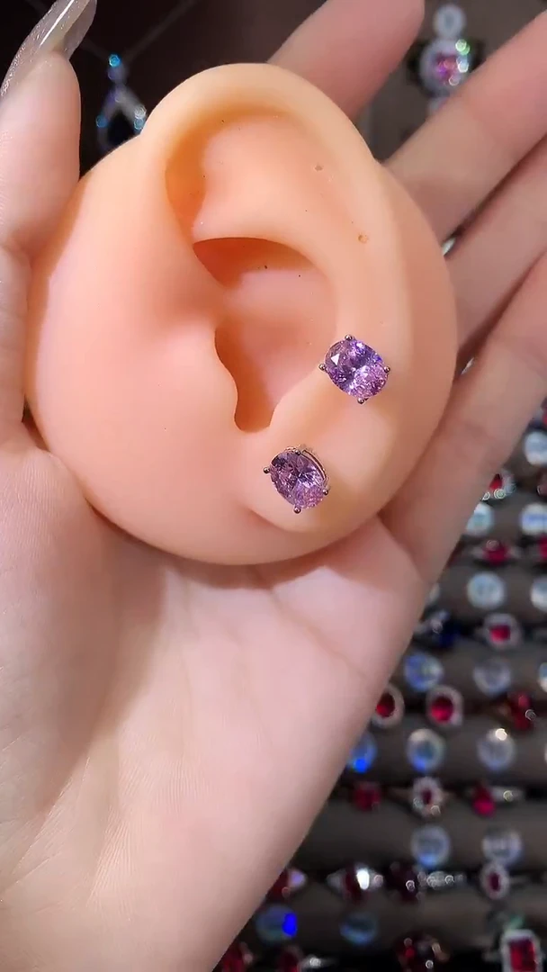 银S925镶嵌耳饰碧玺68