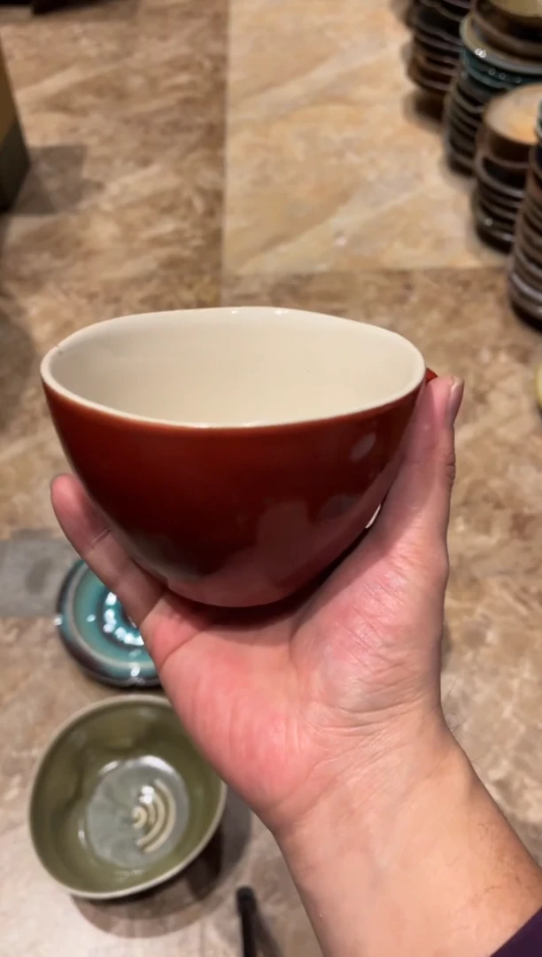 【闪购商品】瓷片359微瑕外红内黄咖啡杯2个