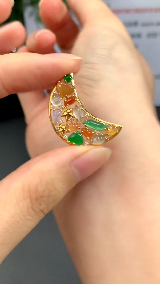 吊坠(不含链)18K金镶嵌翡翠A30 翡翠