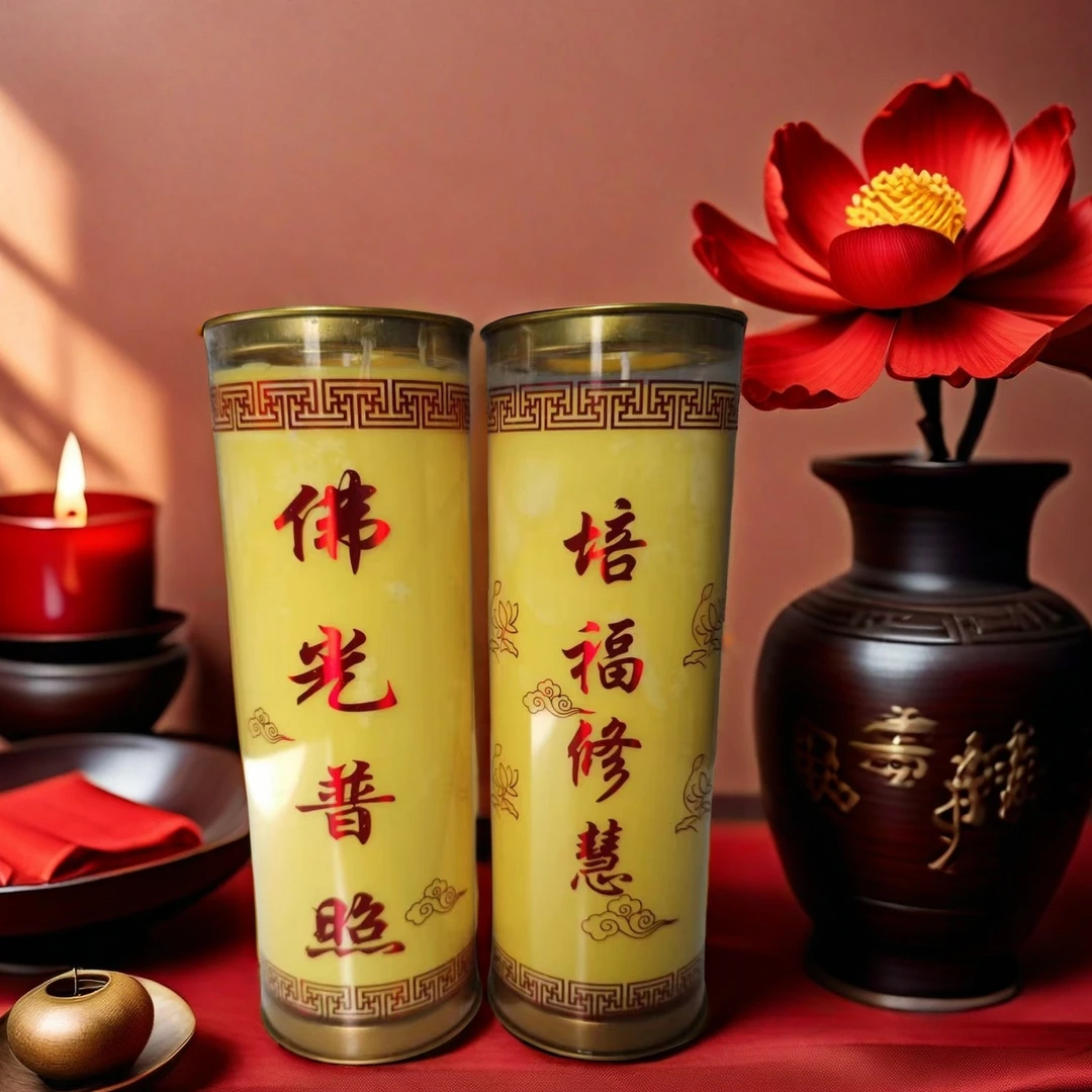 5天酥油灯斗烛无烟无味金属底座酥油蜡长明灯健康家用过年大蜡烛