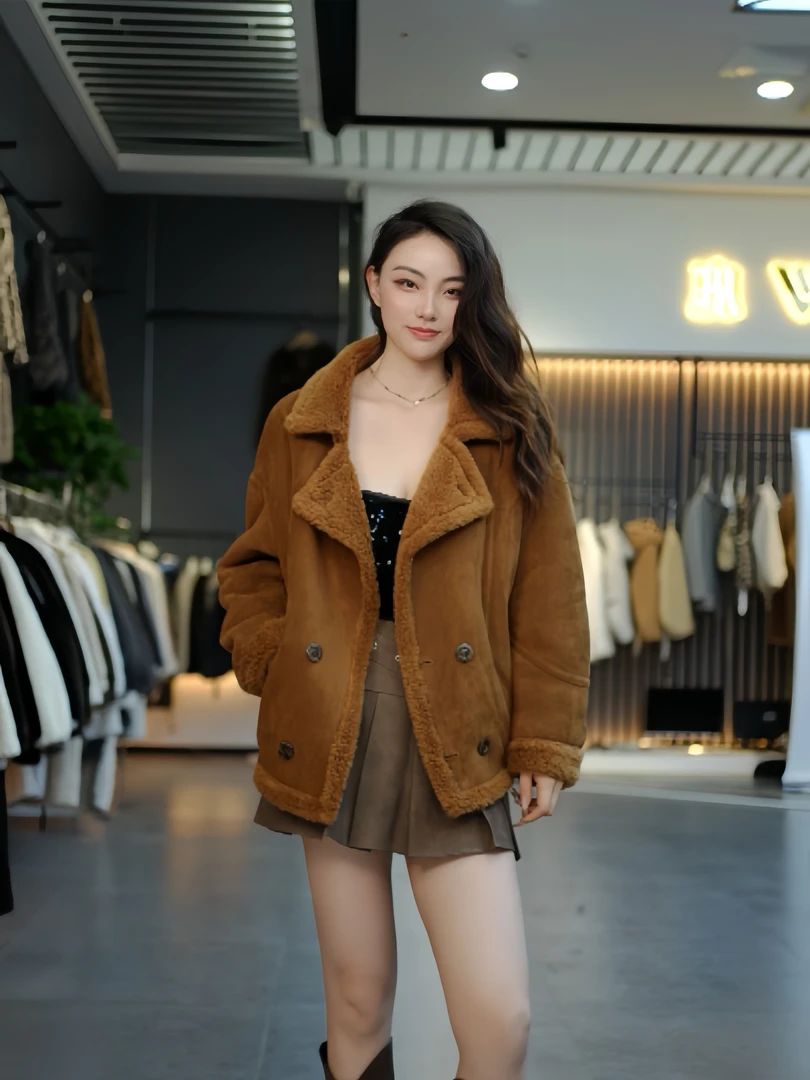 2025新款【双面双穿】羊毛翻领时尚女式冬季外套保暖显瘦宽松Y29801