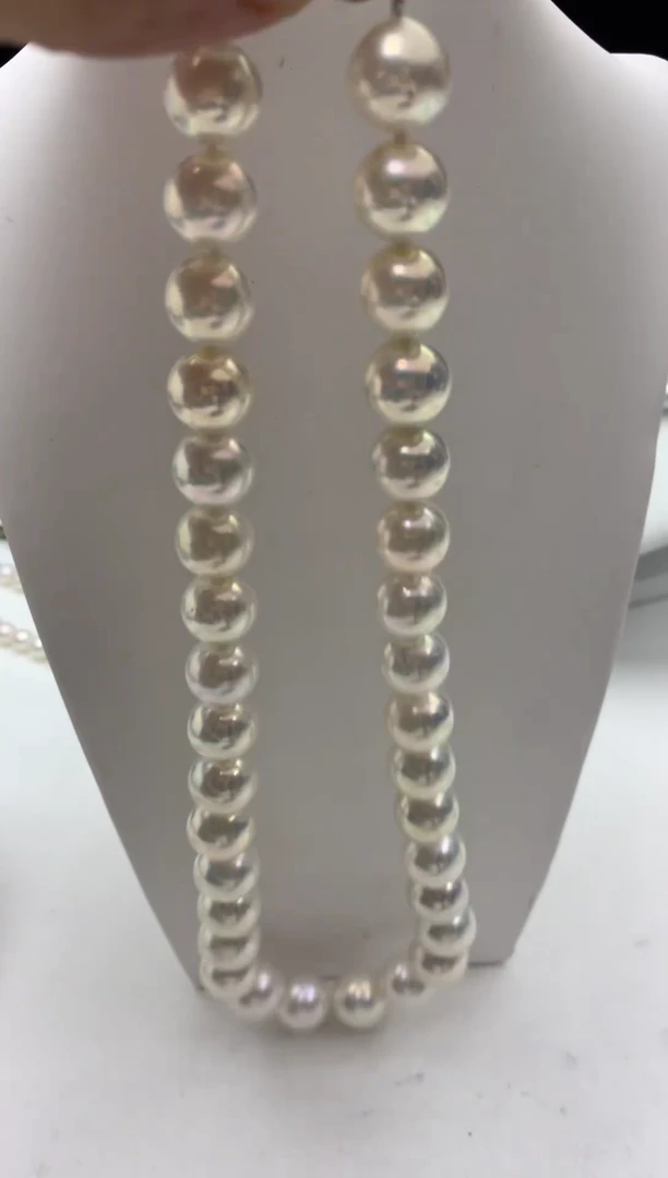 银S925镶嵌FF淡水珍珠白珠串链