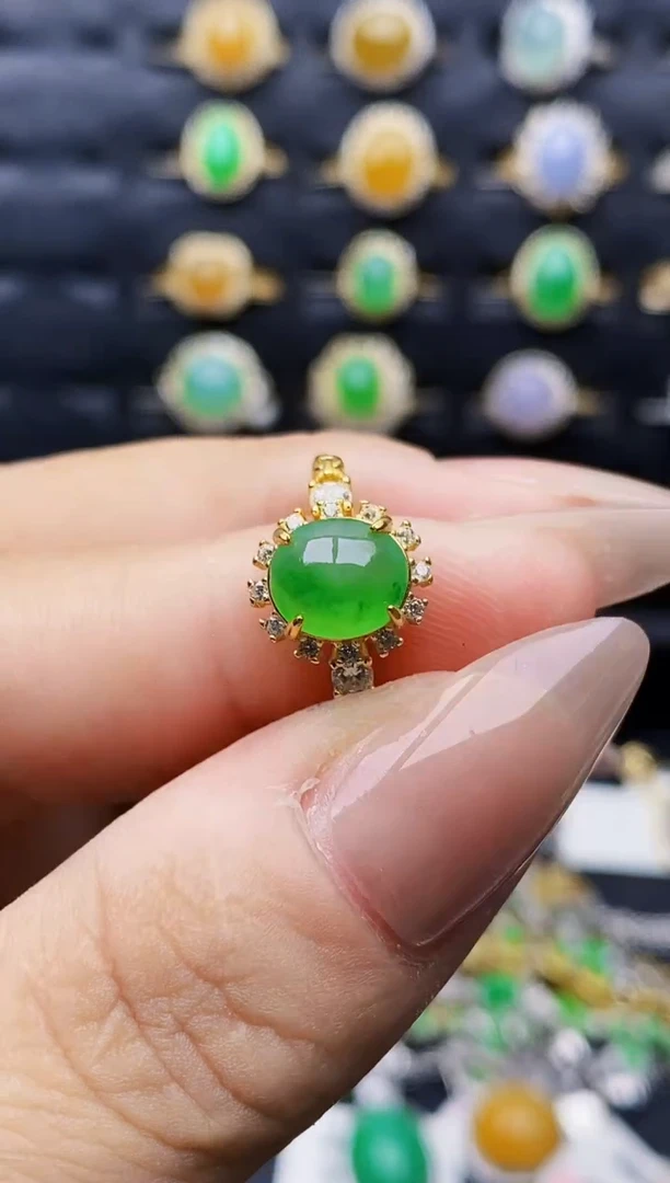 银S925镶嵌戒指翡翠0421