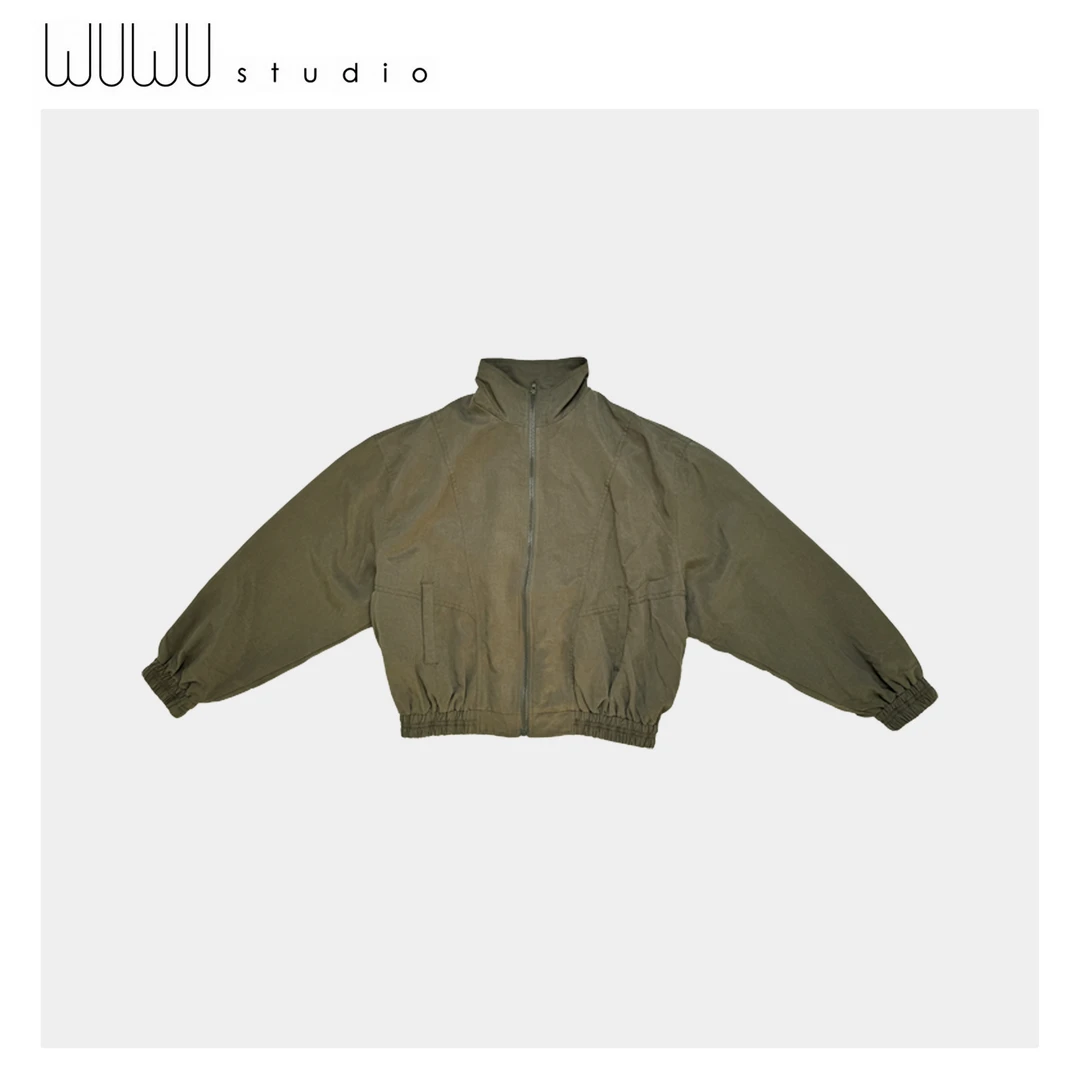 WUWU STUDIO【物语】复古春款简约工装百搭纯色时尚立领夹克3027