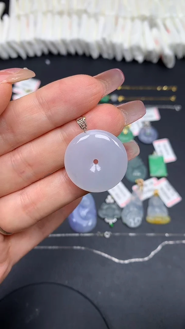 翡翠18K金镶嵌吊坠(不含链)MS193730