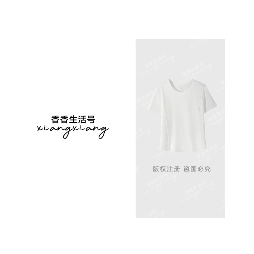 1001夏季新款莱赛尔香氛养肤T恤燕尾鱼骨修身显瘦时尚短袖T恤ins