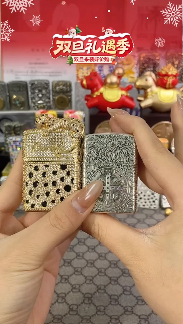 镜面ZIPPO满钻金钱豹