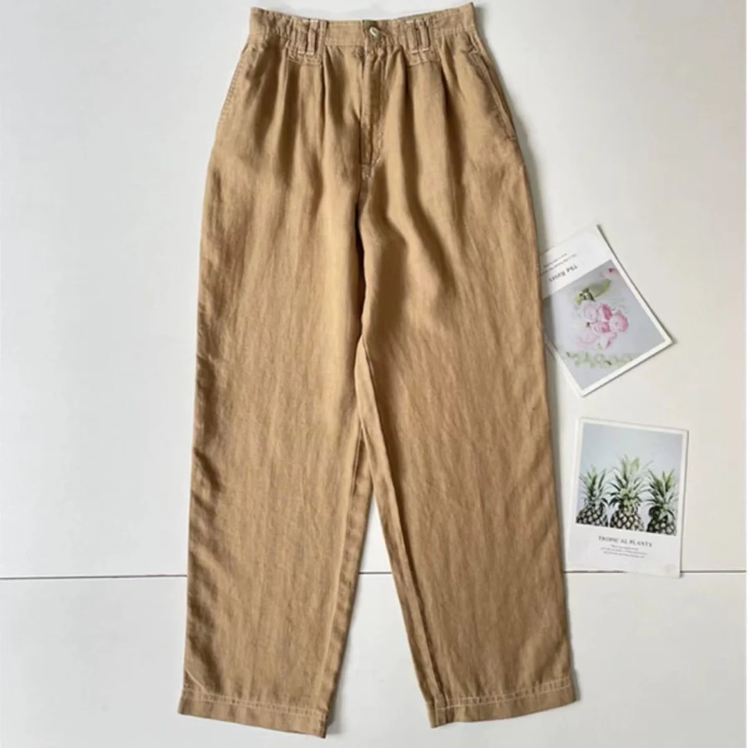 外单纯亚麻裤子【每条都有微瑕介意勿拍】新款百搭休闲裤纯色宽松