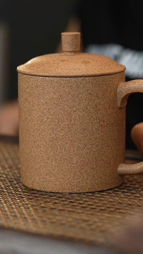 茶杯紫砂五彩段直筒暇