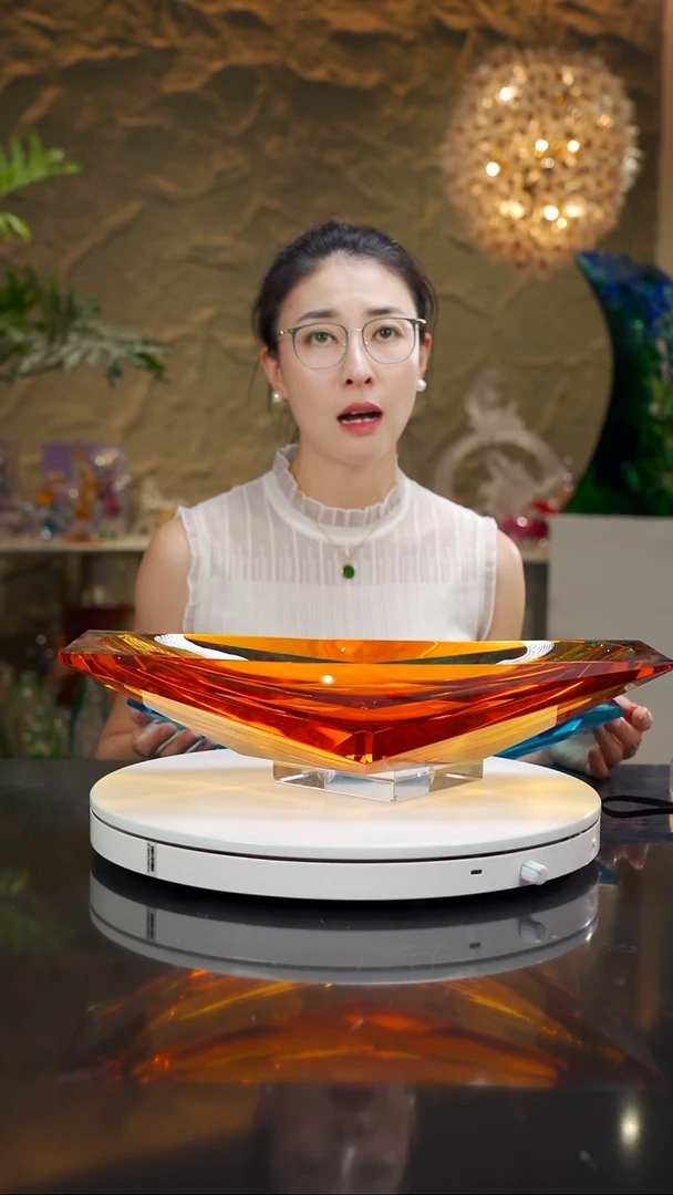 手工艺品琉璃琥珀色船型果碗