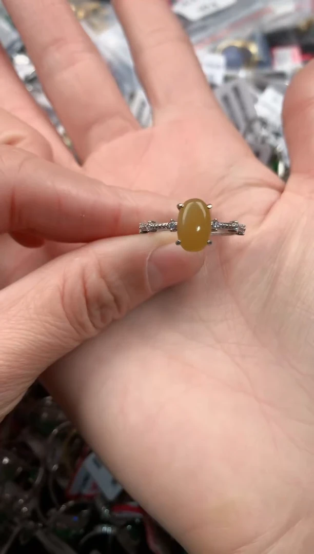 银S925镶嵌戒指翡翠1         2