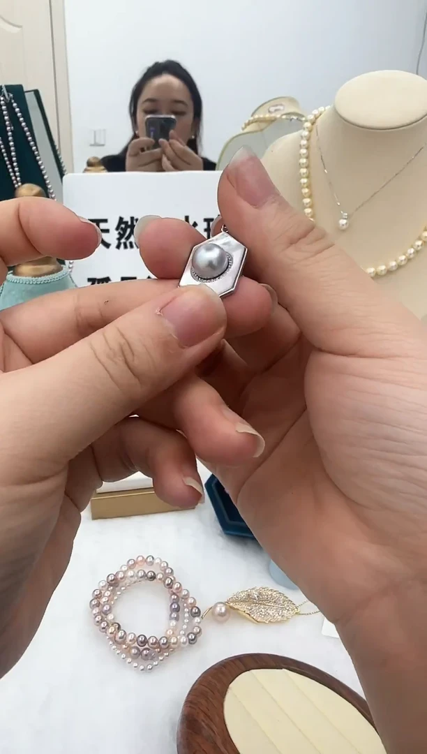 吊坠(不含链)银S925镶嵌海水珍珠吊坠