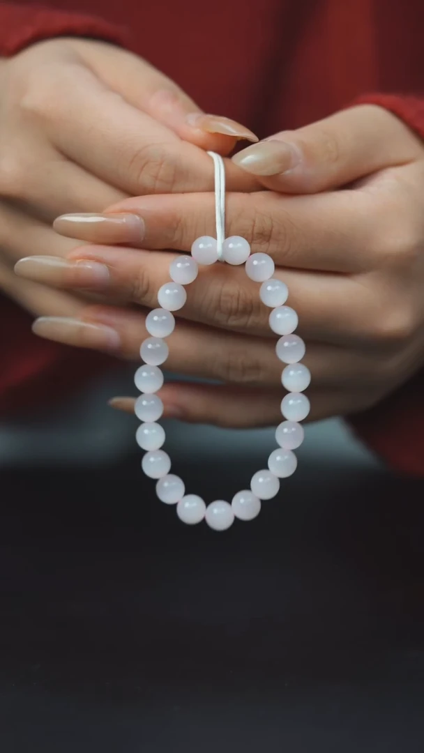 未镶嵌手串和田玉HD40155 藕粉猫眼卡8mm