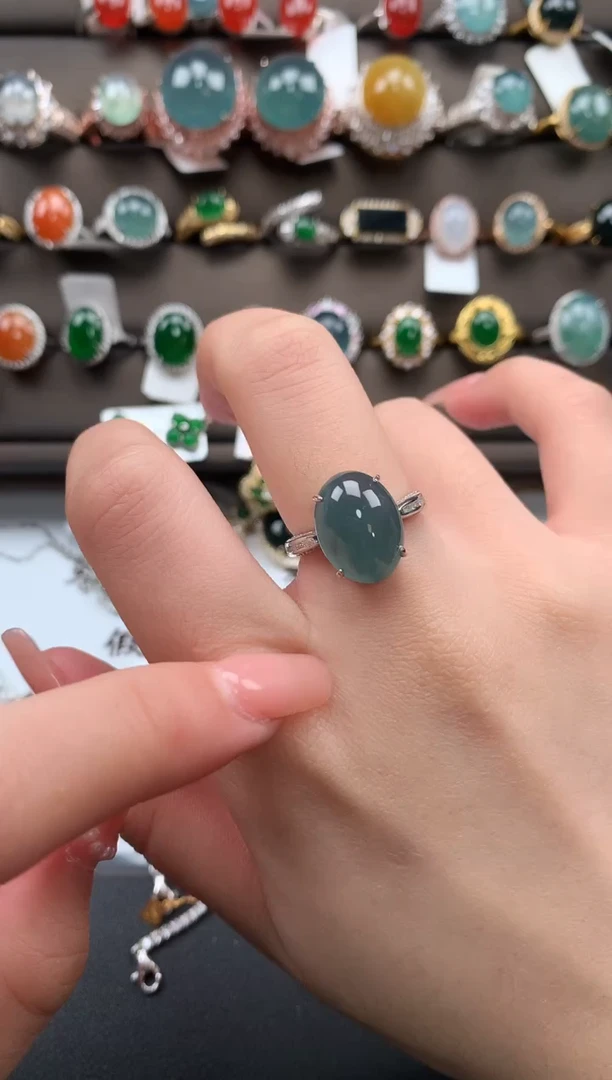 【闪购商品】翡翠戒指银S925镶嵌5125125