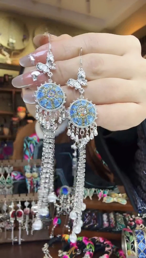 刺绣非遗刺绣民族风耳环