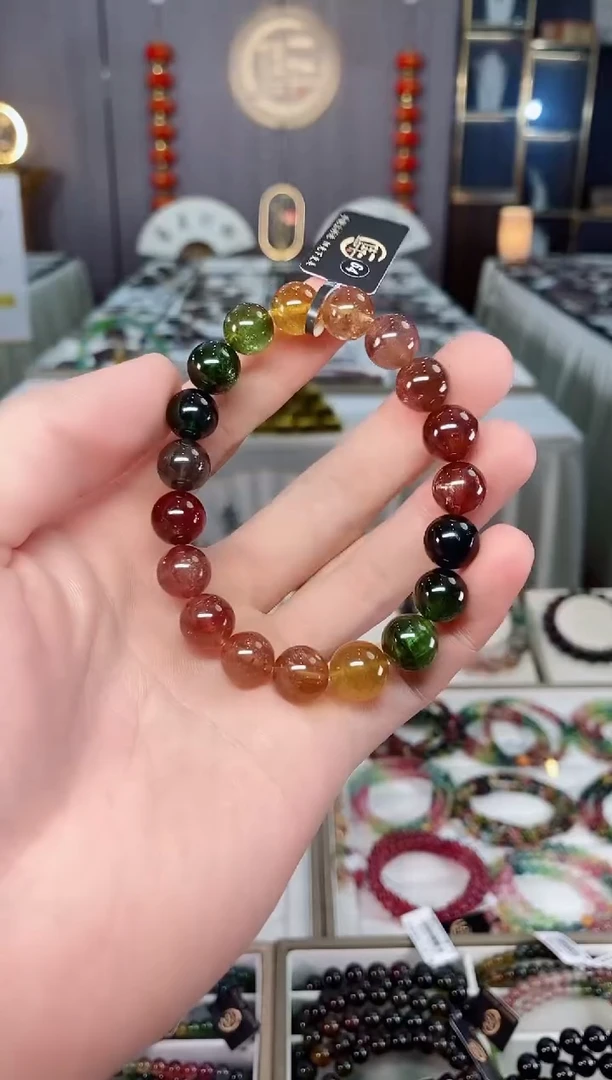 未镶嵌收藏级老矿碧玺单圈手串10mm+碧玺xion多样性发一条