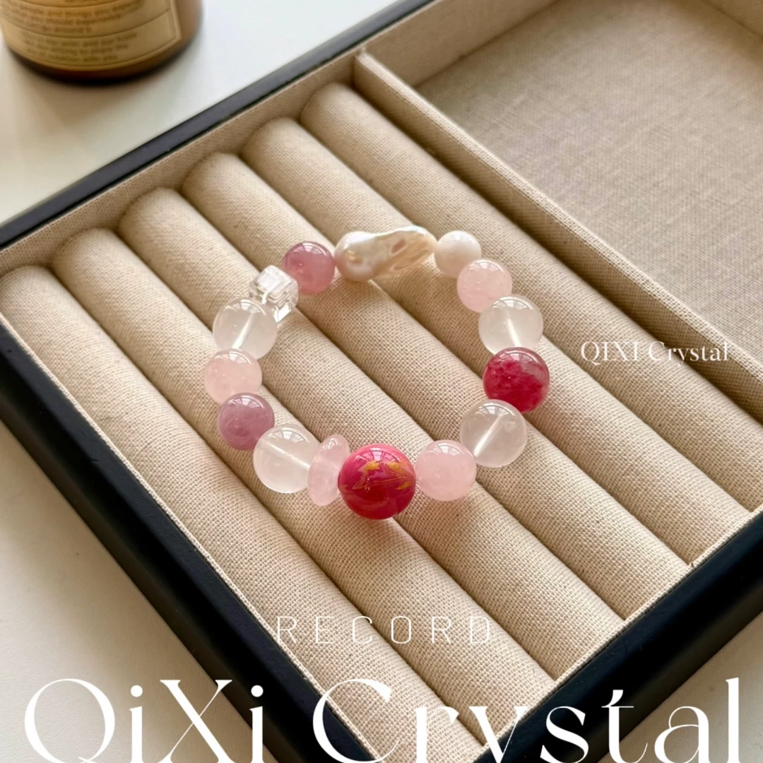 【甜桃】diy天然水晶手串