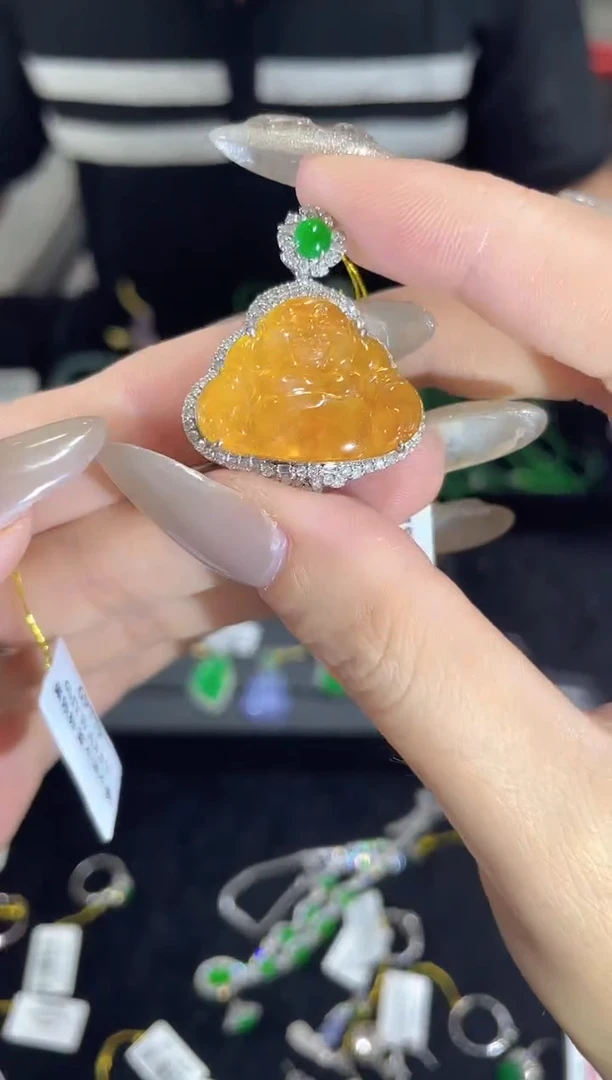 吊坠(不含链)18K金镶嵌翡翠HX