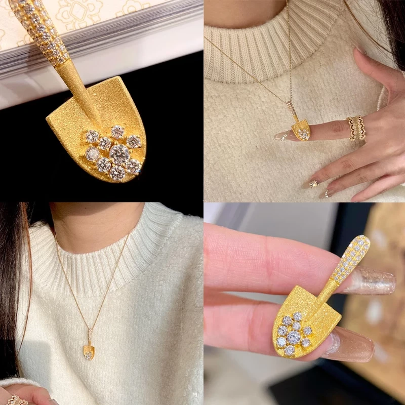 铜合金项链 小众时尚金色铲铲项链轻奢高级设计感独特气质锁骨链