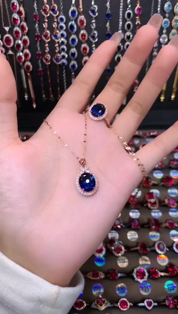 【闪购商品】蓝宝石吊坠(赠链)银S925镶嵌玫瑰金10.12