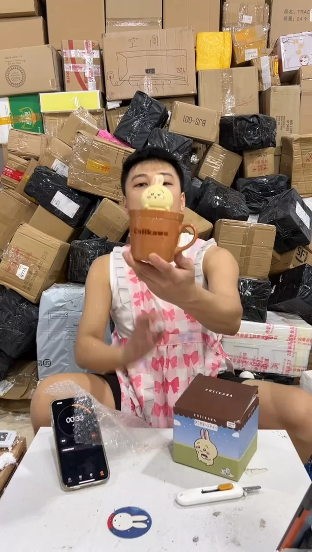 瓷片原盒乌萨奇带盖杯