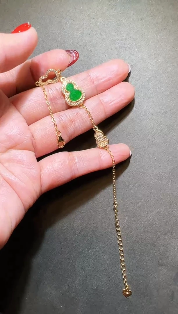 【闪购商品】翡翠手链银S925镶嵌葫芦手链